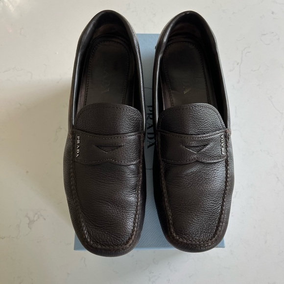 Prada Men’s Saffiano Leather Driving Loafers - Picture 1 of 14